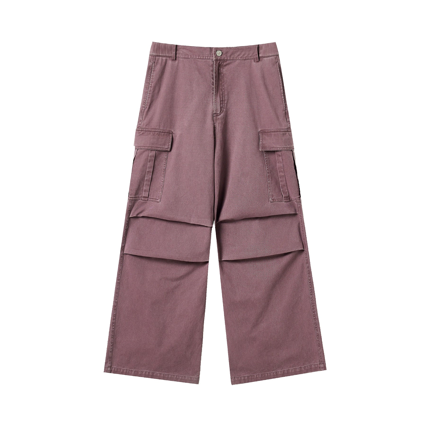 Washed Pleated Wide Leg Cargo Pants