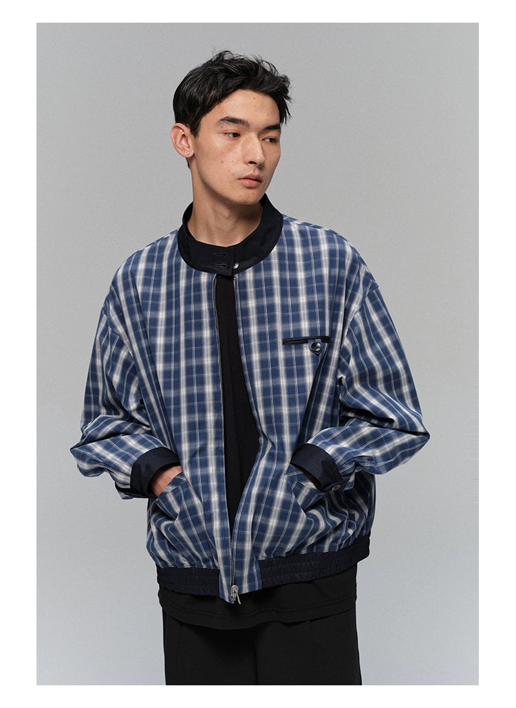 Plaid-Lined Reversible Harrington Jacket