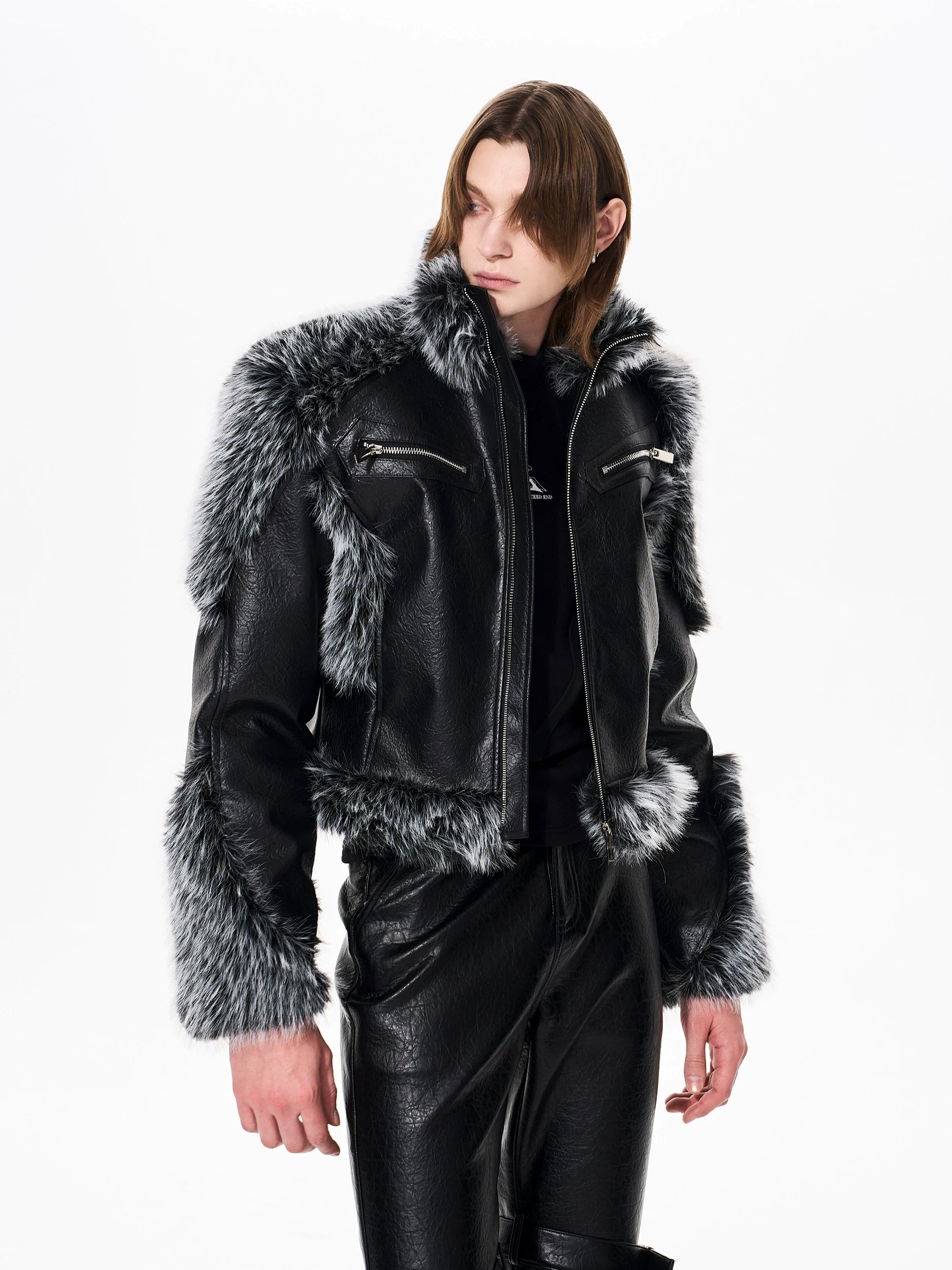 Frostfang Trim Faux-Fur Biker Jacket