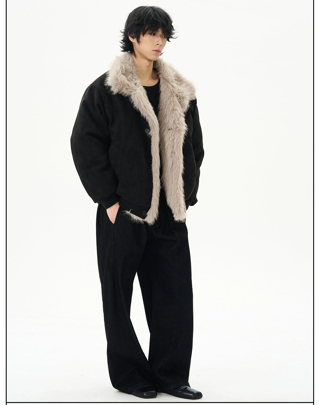 Faux Shearling Aviator Jacket