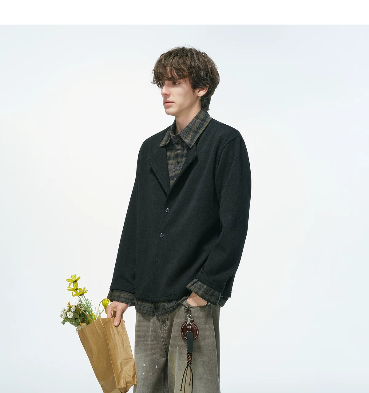 Hearthlayer Plaid Collar Knit Shirt