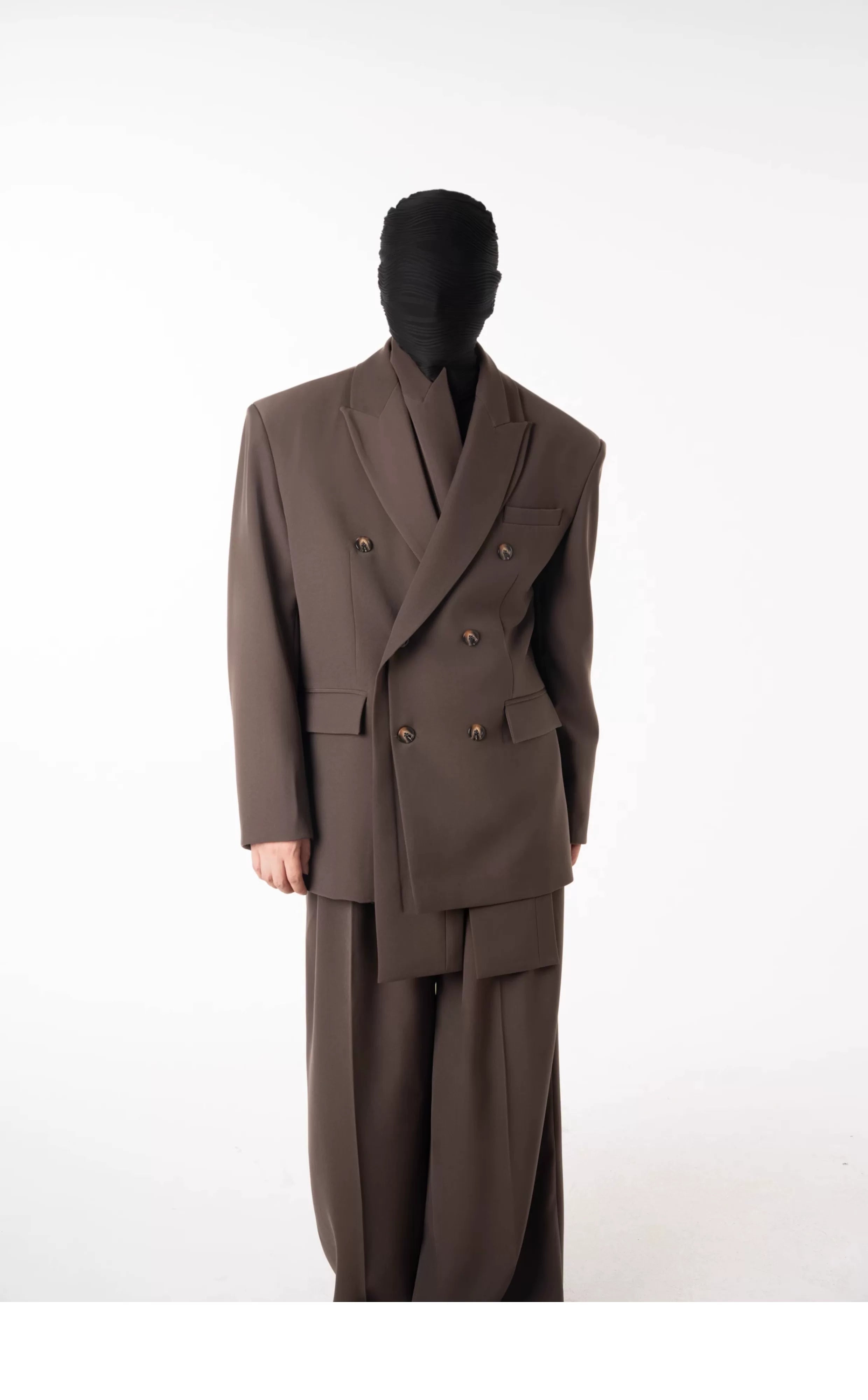 Umber Veil Layered Double-Breasted Suit