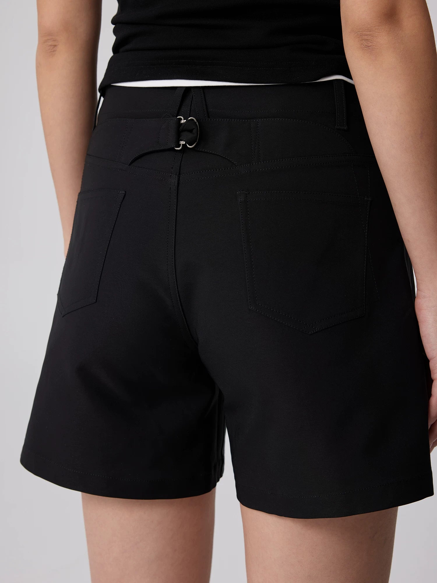 High-Waisted Buckleback Tailored Shorts