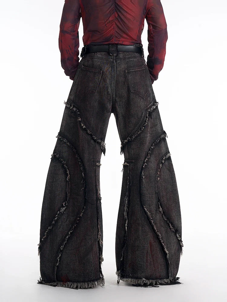 Distressed Frayed Denim and Pants Setup