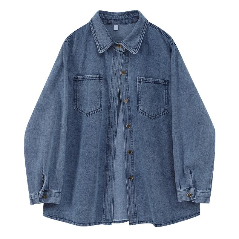 Vintage Dark Blue Denim Shirt Jacket