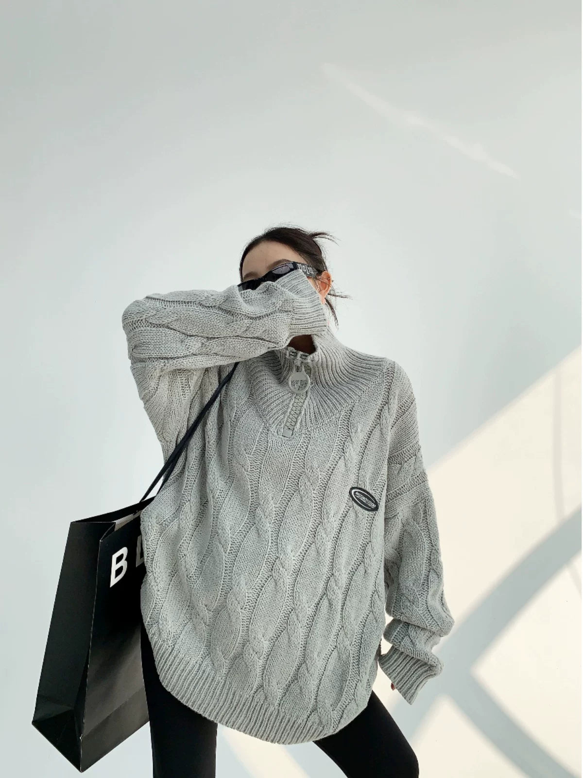 Frost Cable Zip Knit Sweater