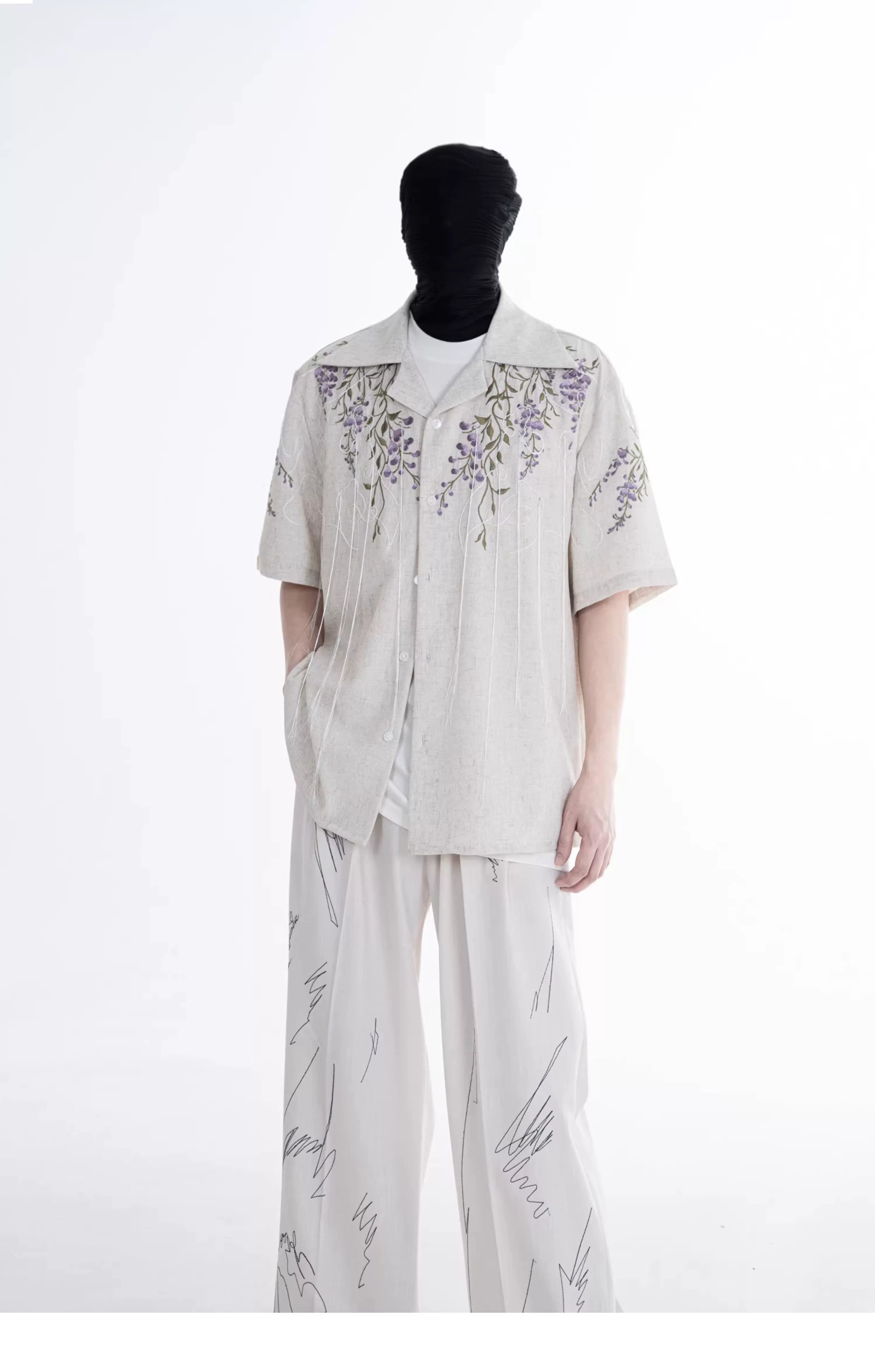 Wisteria Cascade Linen Camp Shirt
