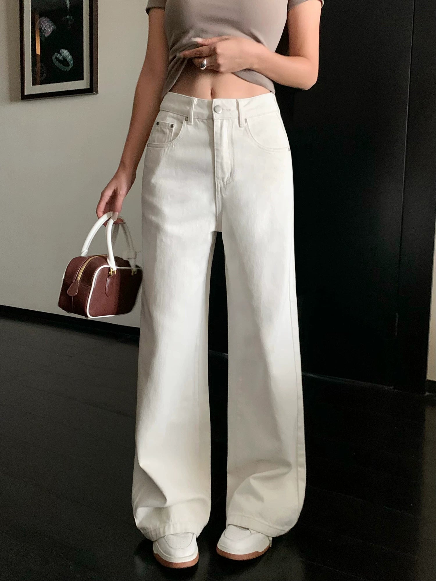 Cloudline Wide-Leg Cream Denim Pants