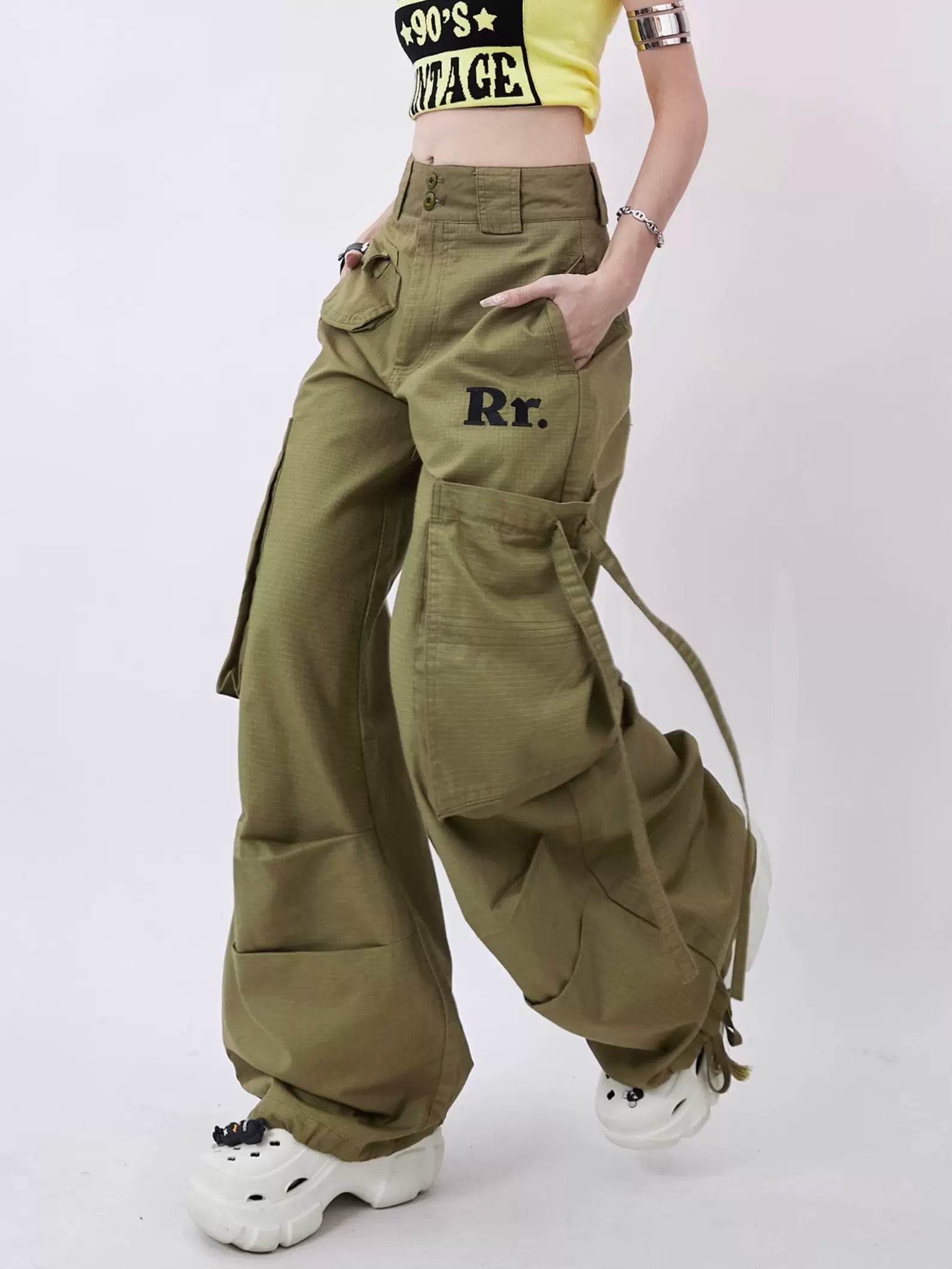 Big Pocket Wide Leg Casual Pants - chiclara