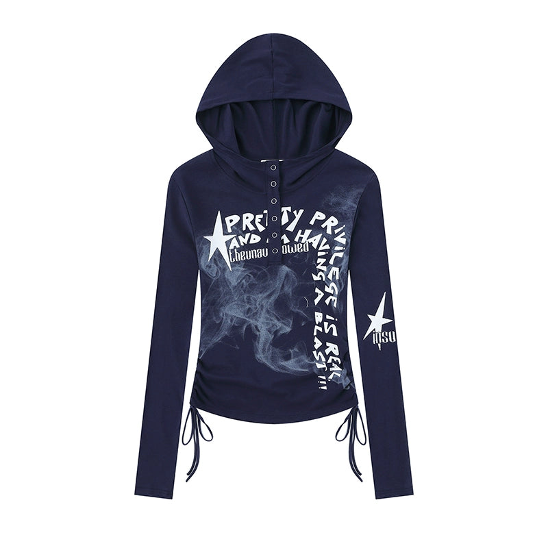 Starlit Smoke Graphic Hoodie Tee