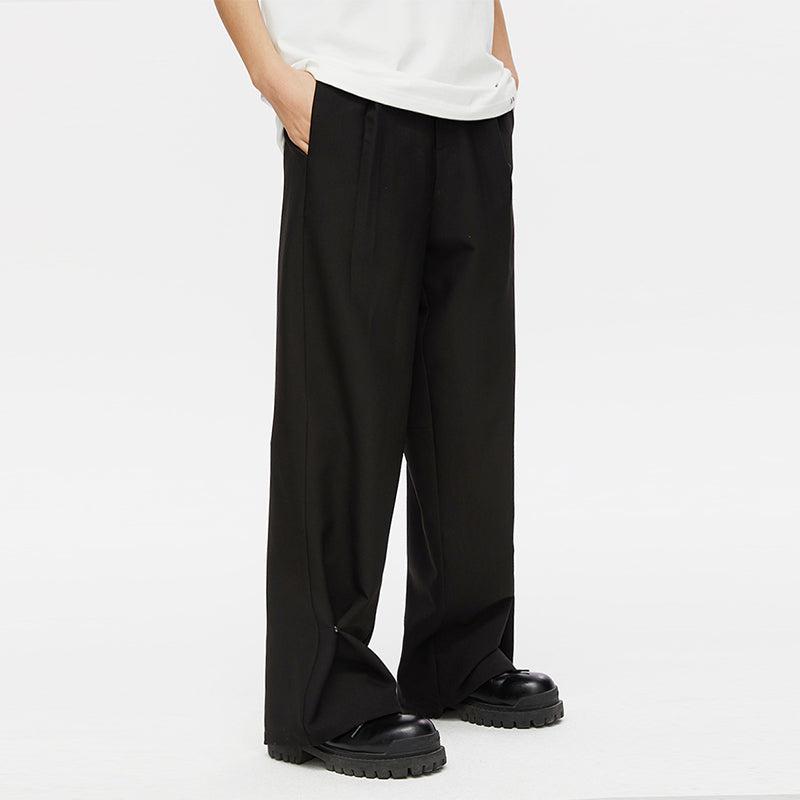 Trousers with Fold and Button Detail - chiclara