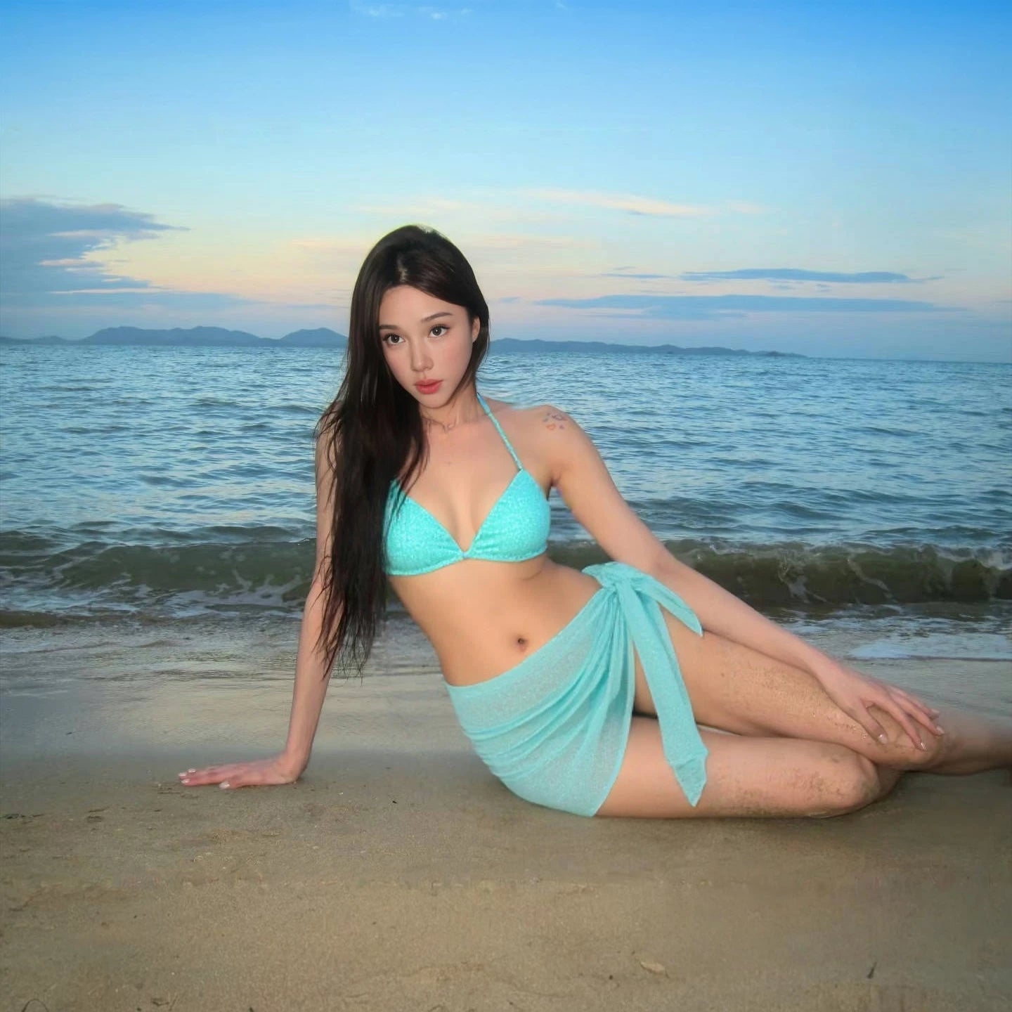 Sunset Blossom Ruched Beach Co‑Ord Set