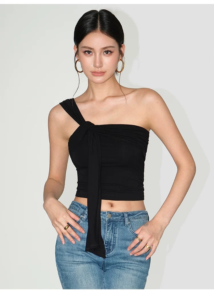 Asymmetric Draped One Shoulder Top