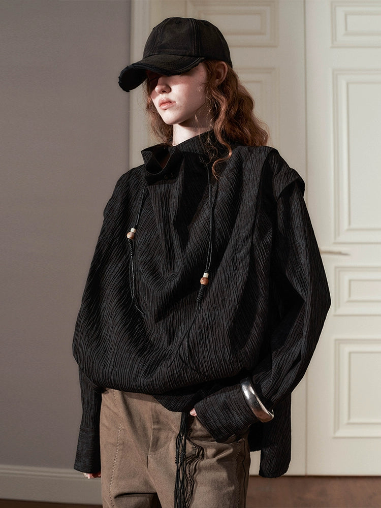 Oversized High-Neck Blouse