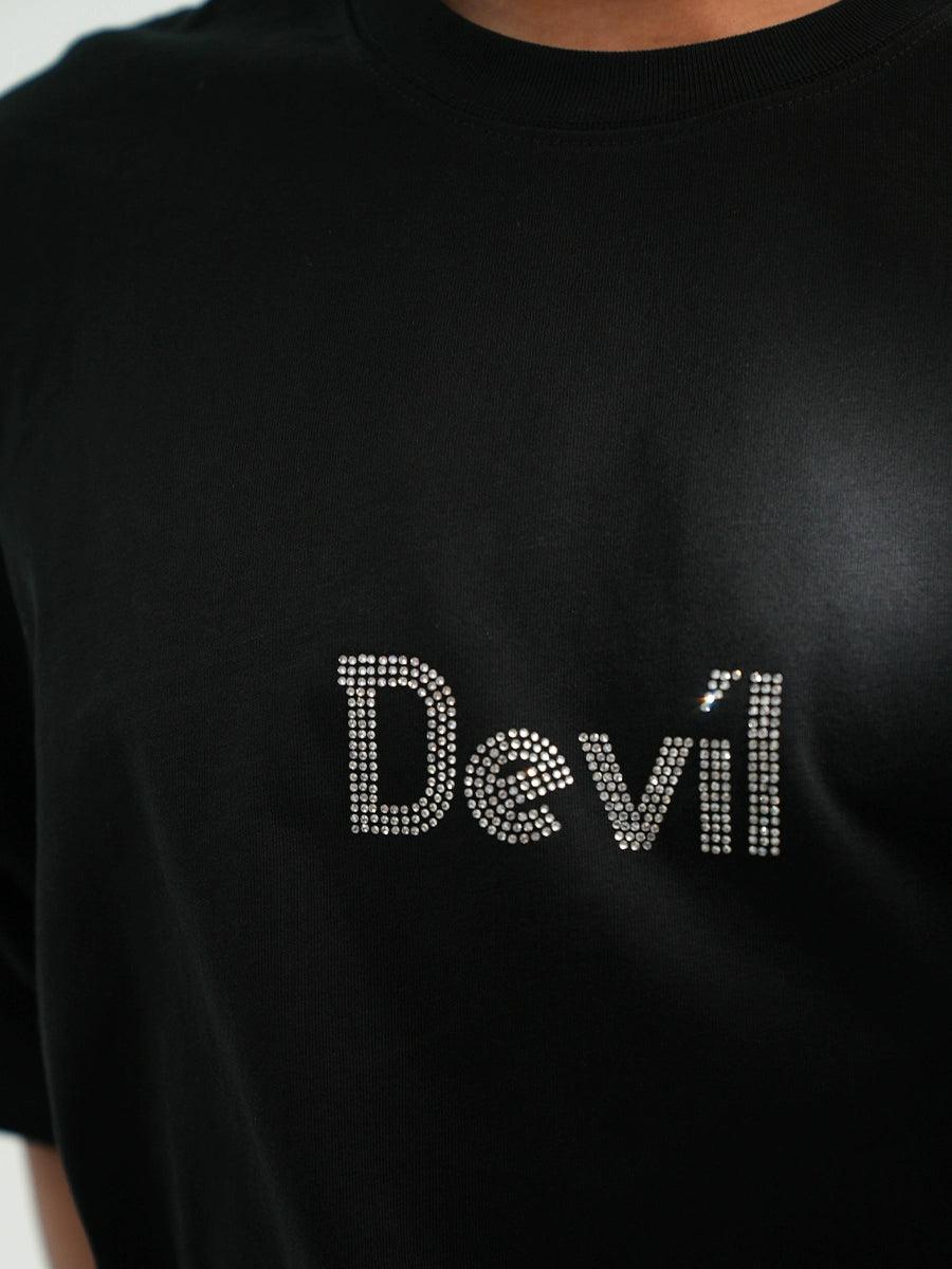 Devil Text Oversized T-Shirt - chiclara