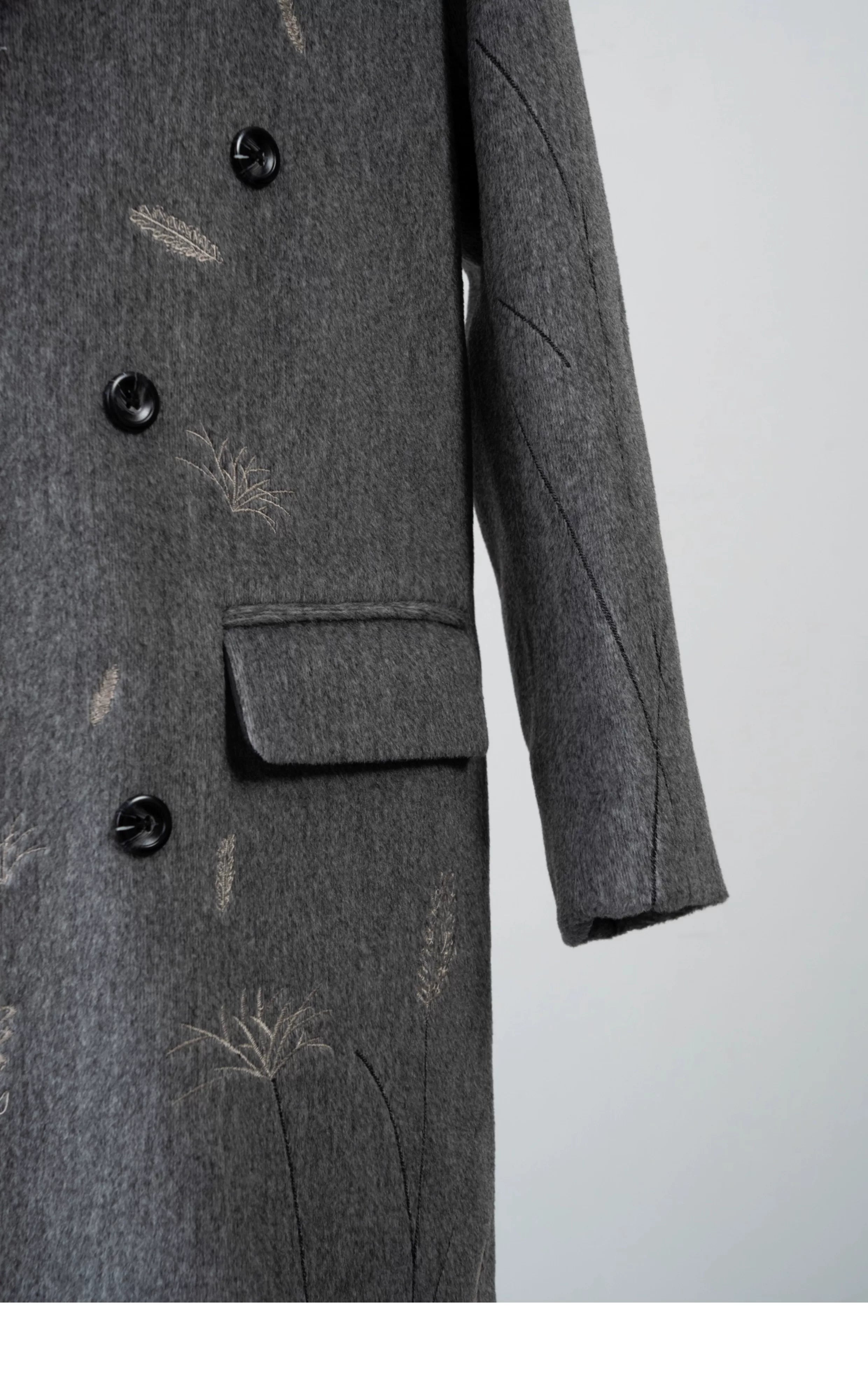 Ash Meadow Embroidered Wool Overcoat