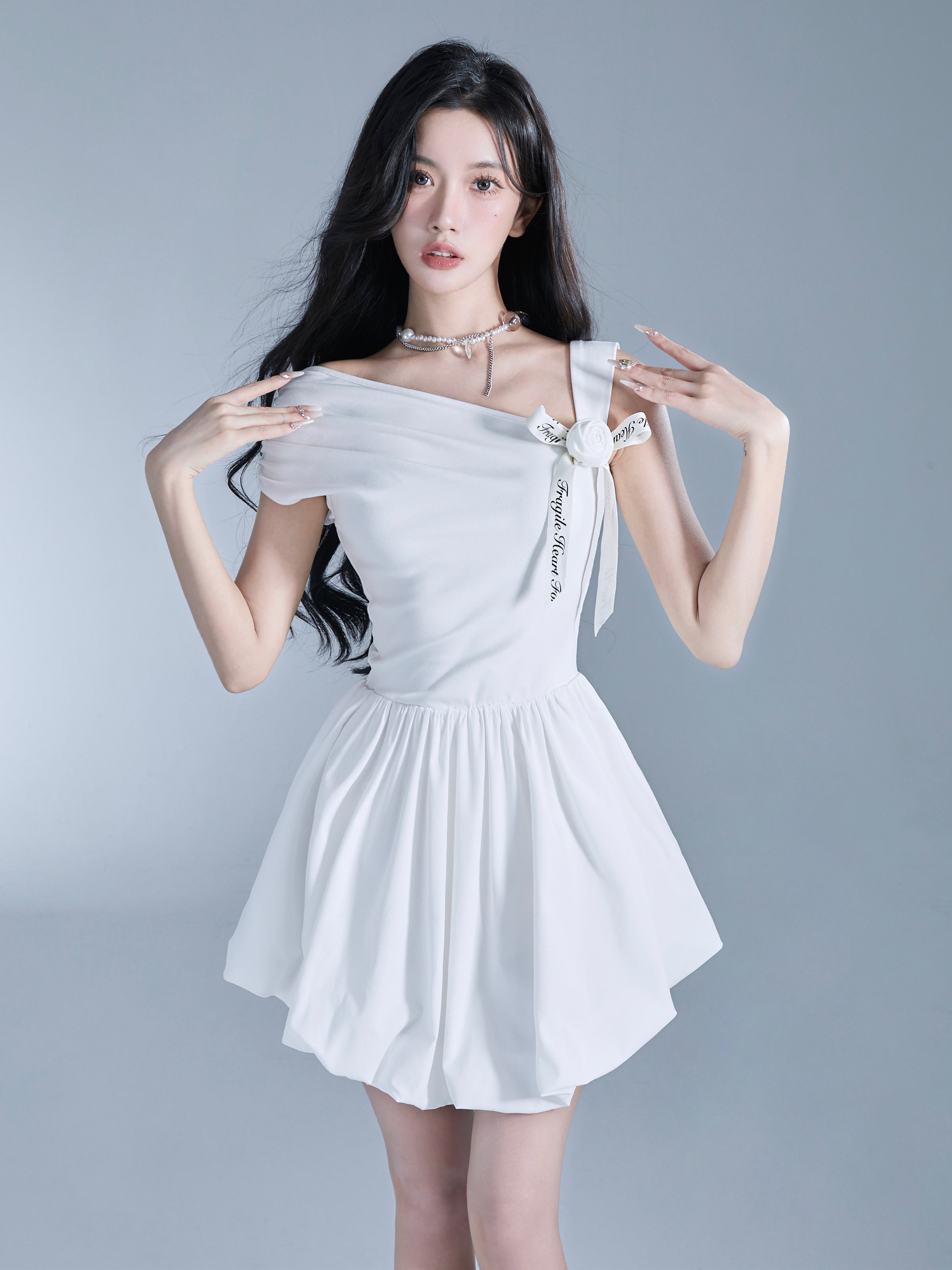 One-Shoulder Bow-Tie Mini Playsuit