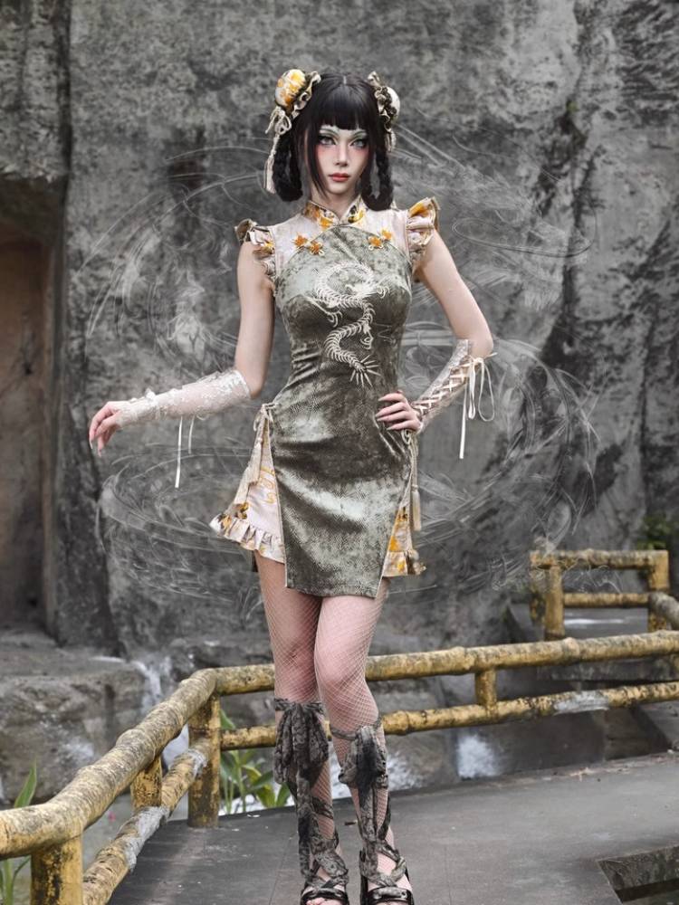 Dragon Cheongsam Mini Dress