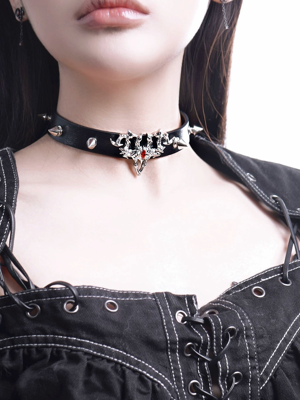 Gothic Black Velvet Choker with Silver Bat Pendant