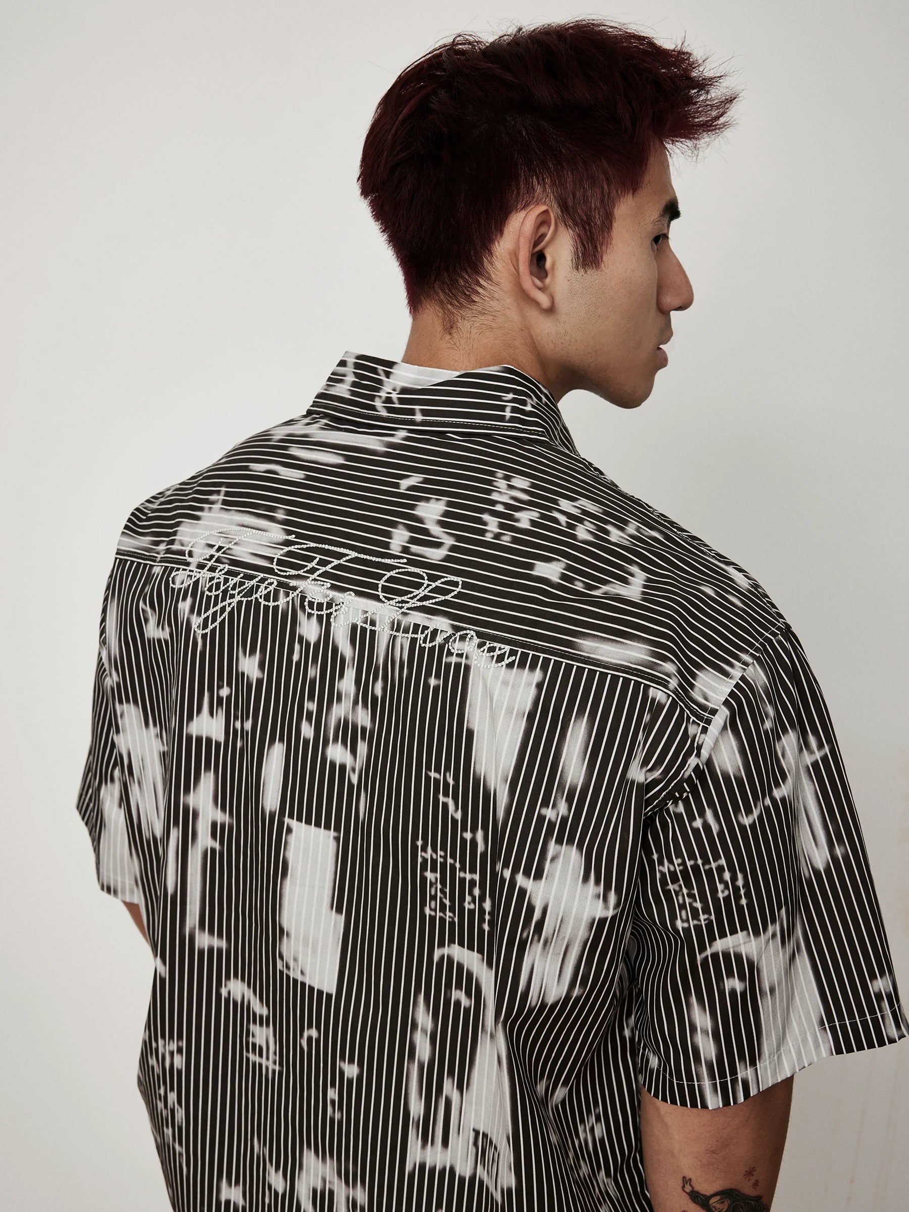 Ink Spill Pinstripe Button-Up Shirt