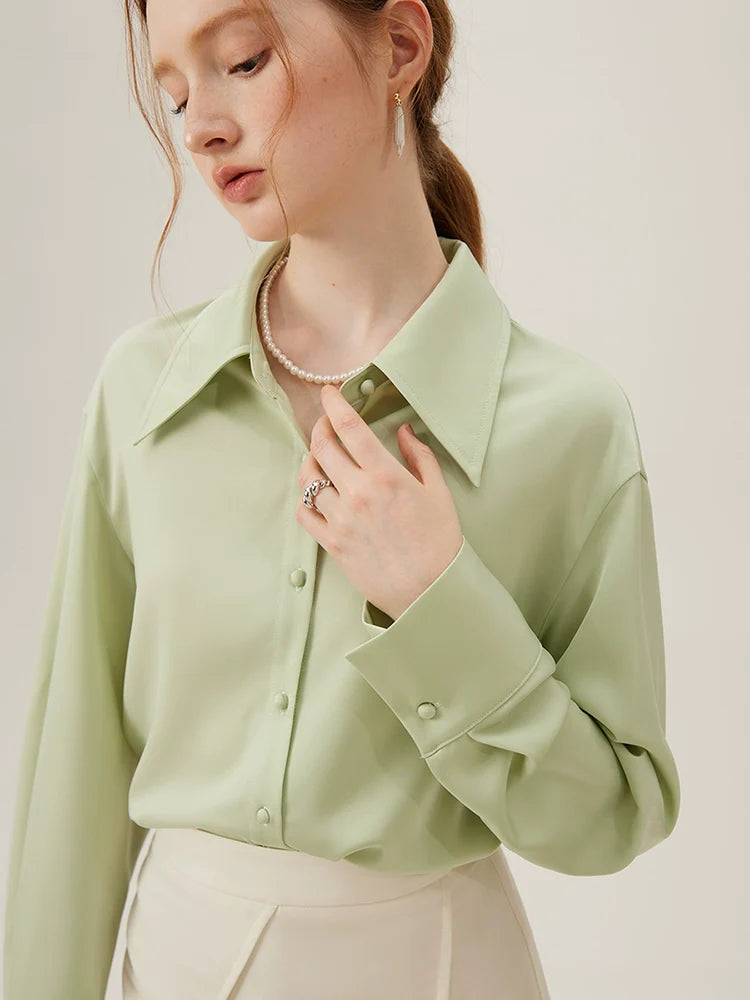 Sage Pearl Button Blouse