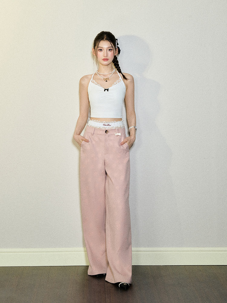 Embossed Wide Leg Pants