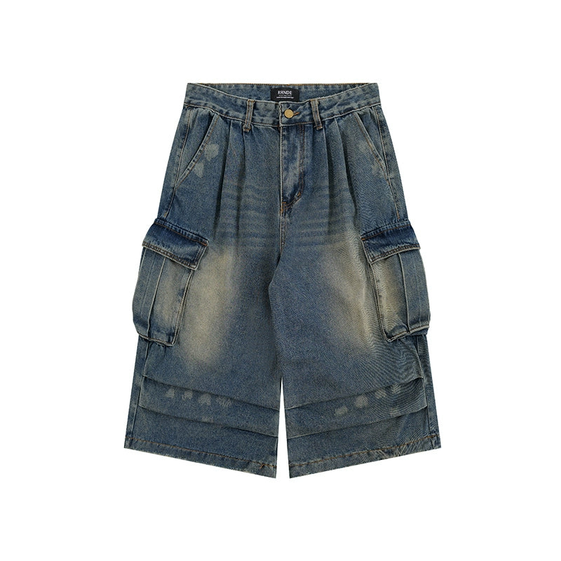 Wide Leg Cargo Denim Culottes