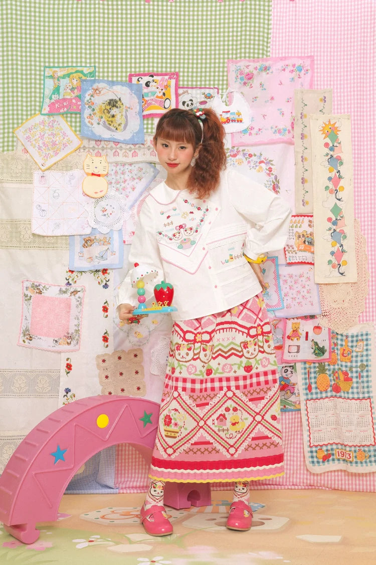 Sweet Bear Strawberry Knit Skirt
