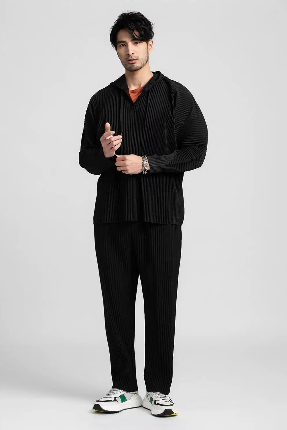 Glacier Wave Pleated Hoodie