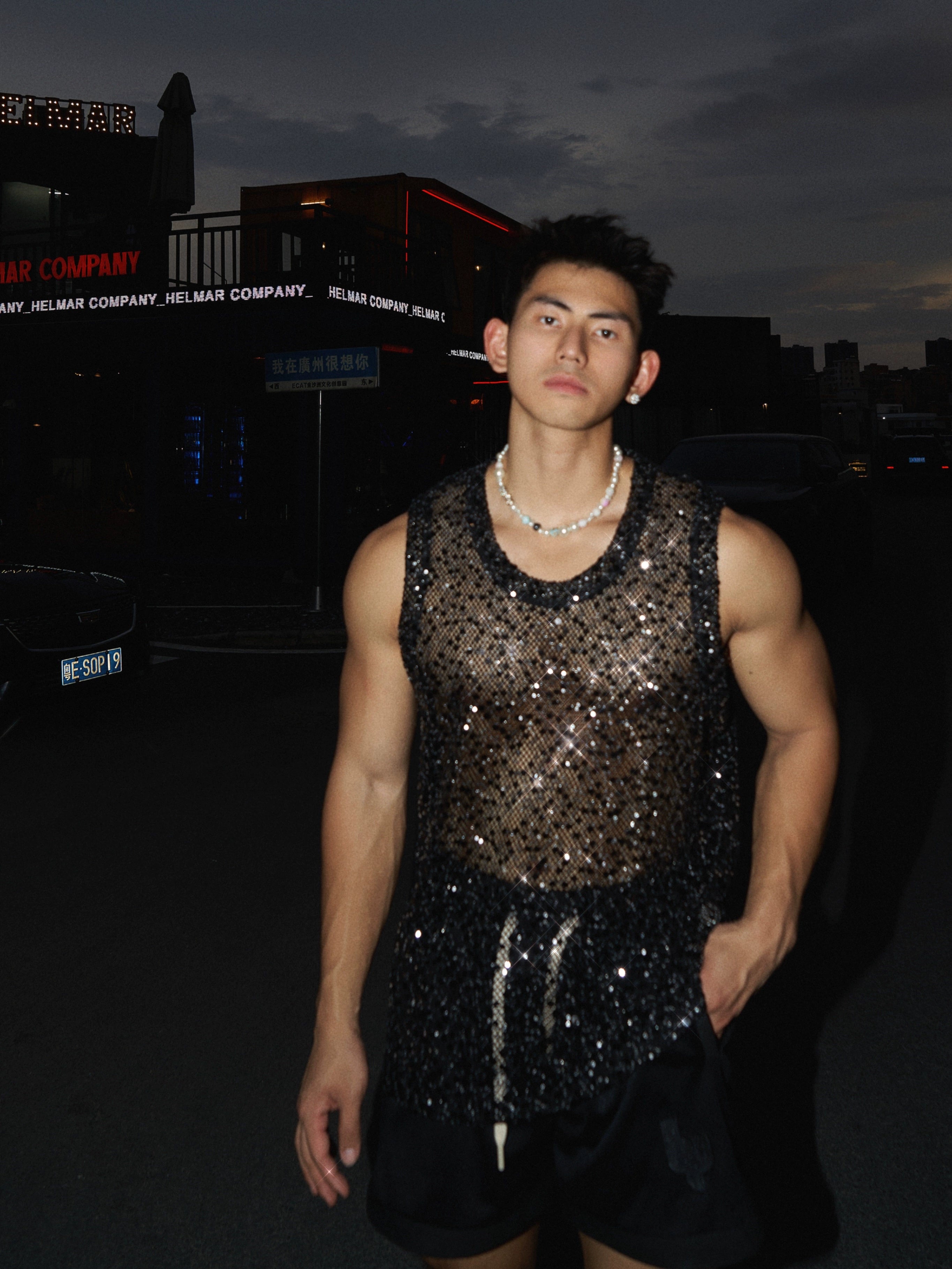 Sequin Athletic Tank Top