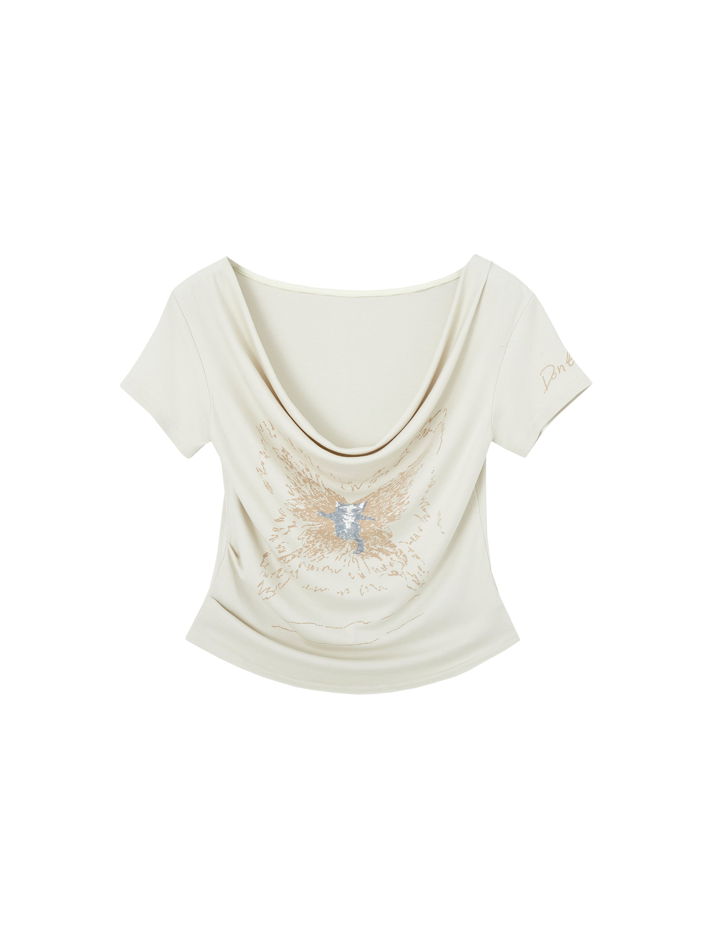 Of Akiva Butterfly Cowl Neck Tee