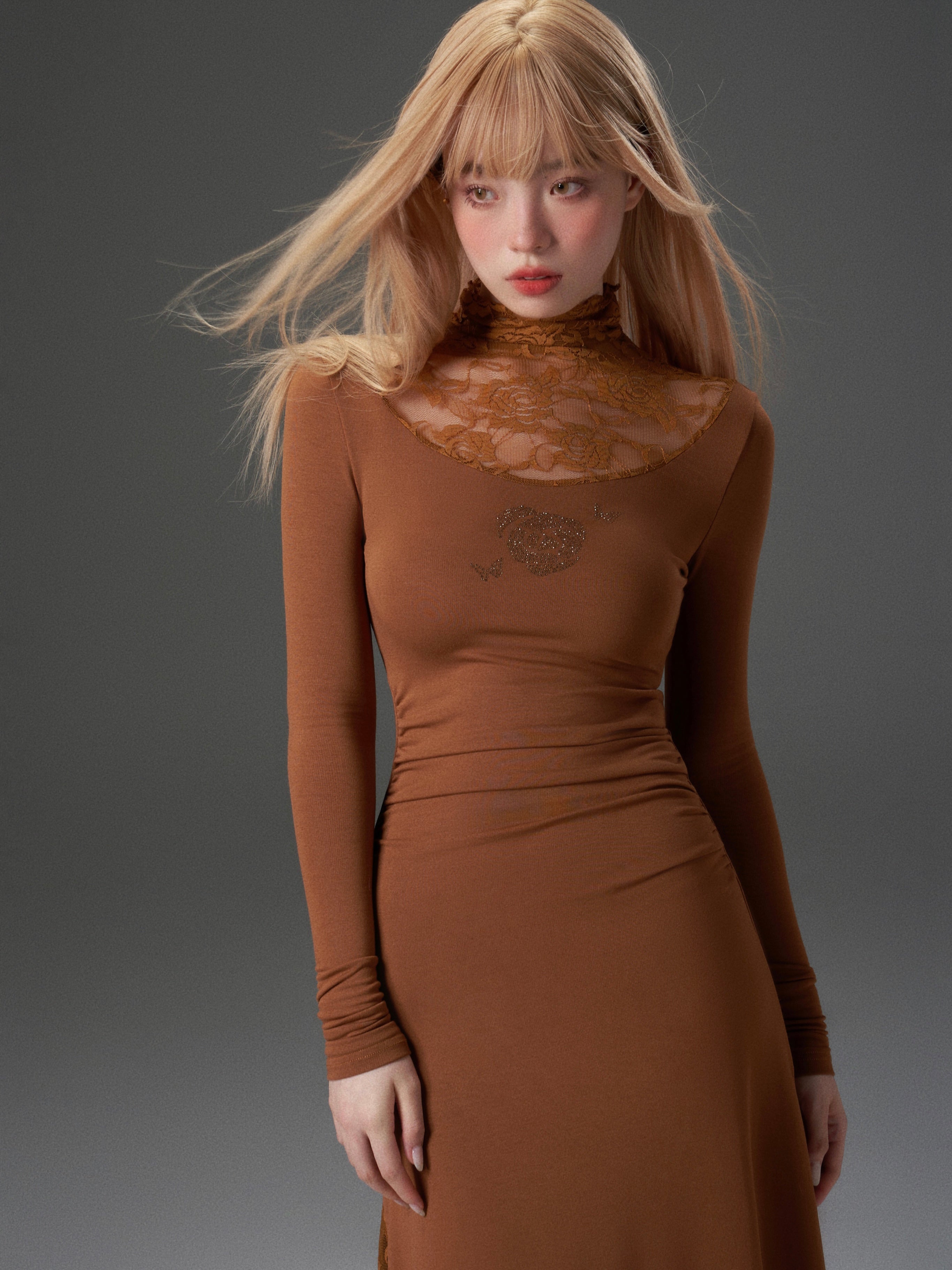 Caramel Turtleneck Gown