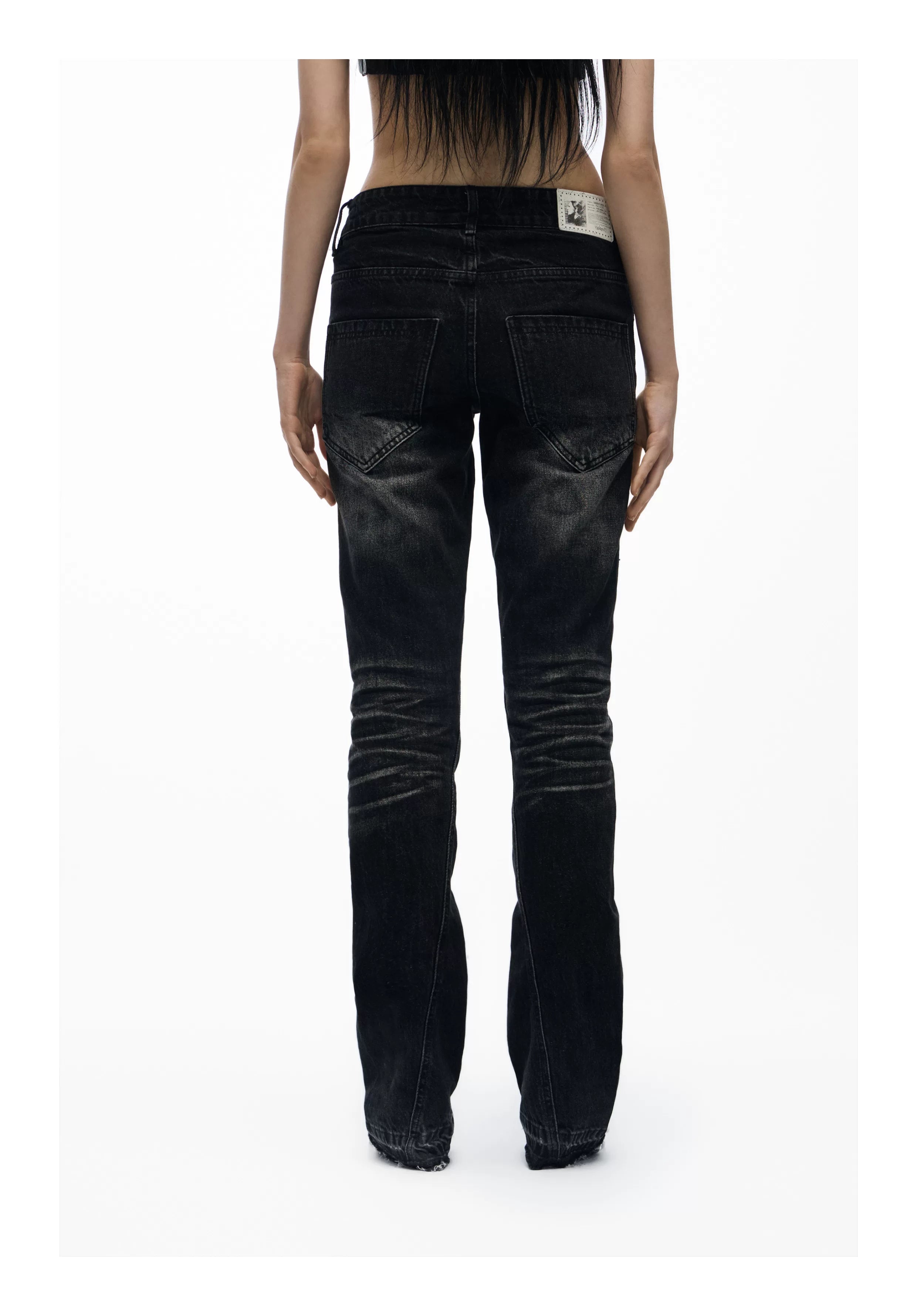 Ash Fade Raw‑Hem Flare Jeans