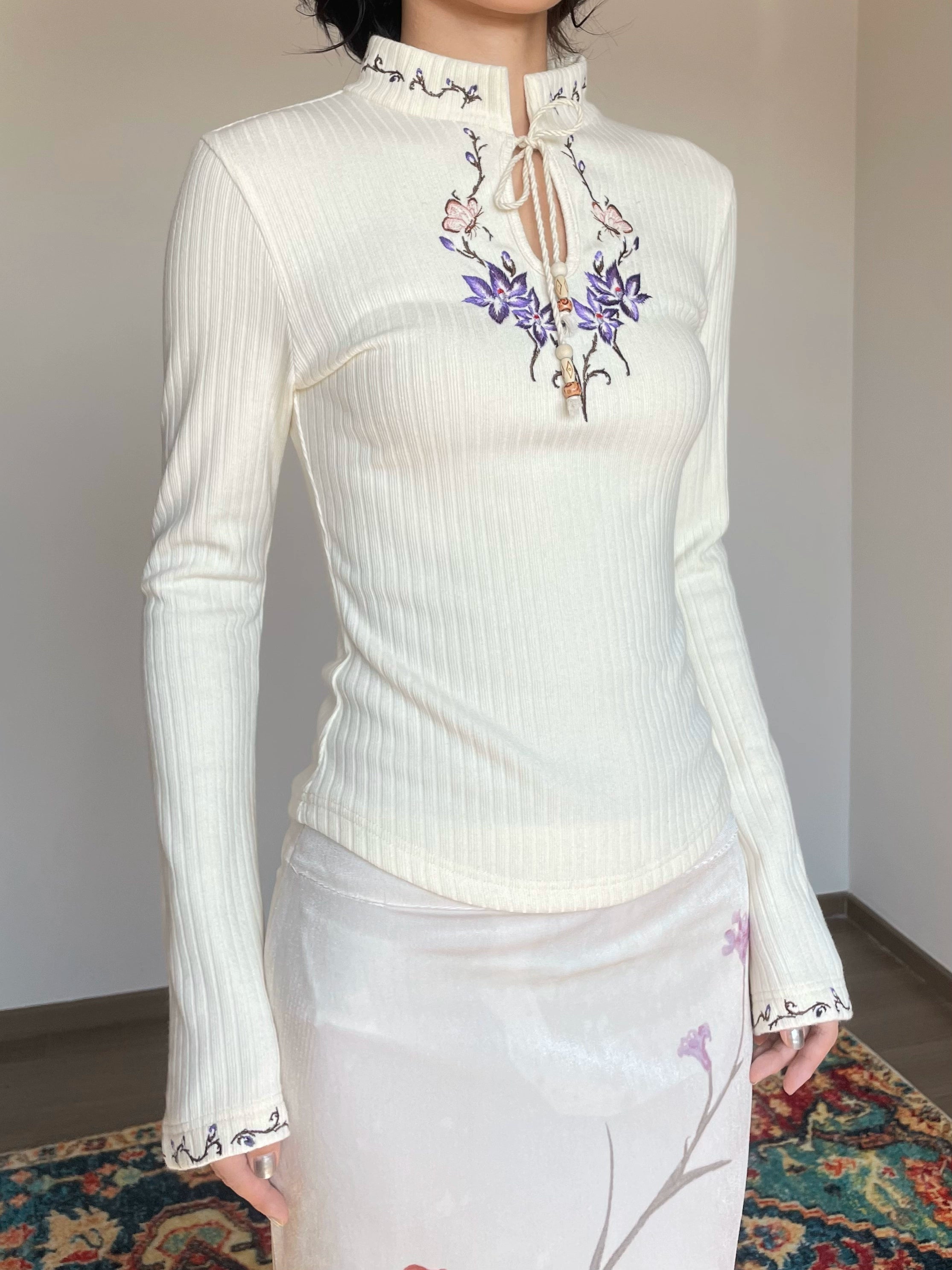 Floral Mandarin Sweater