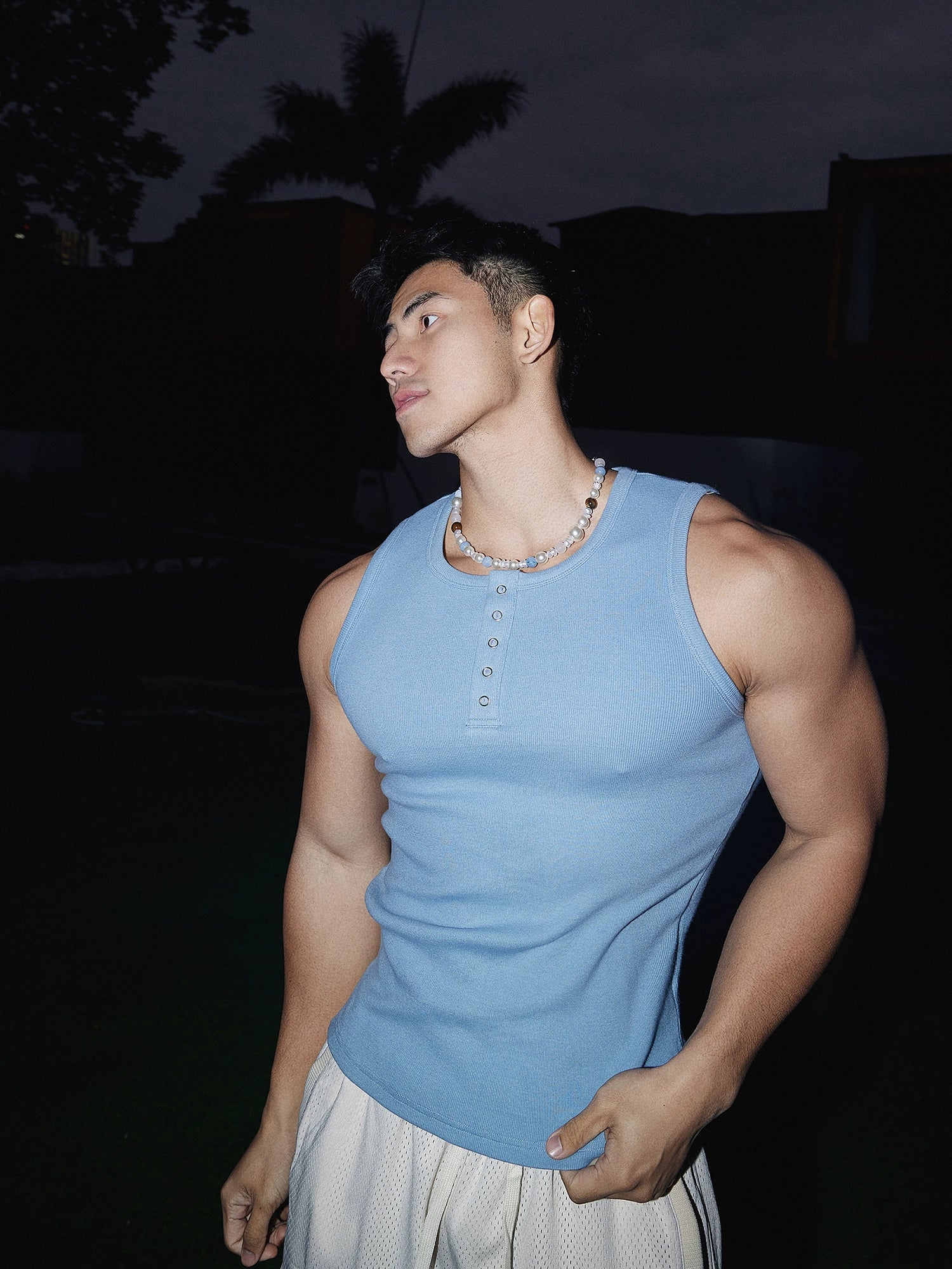 Ribbed Henley Tank
