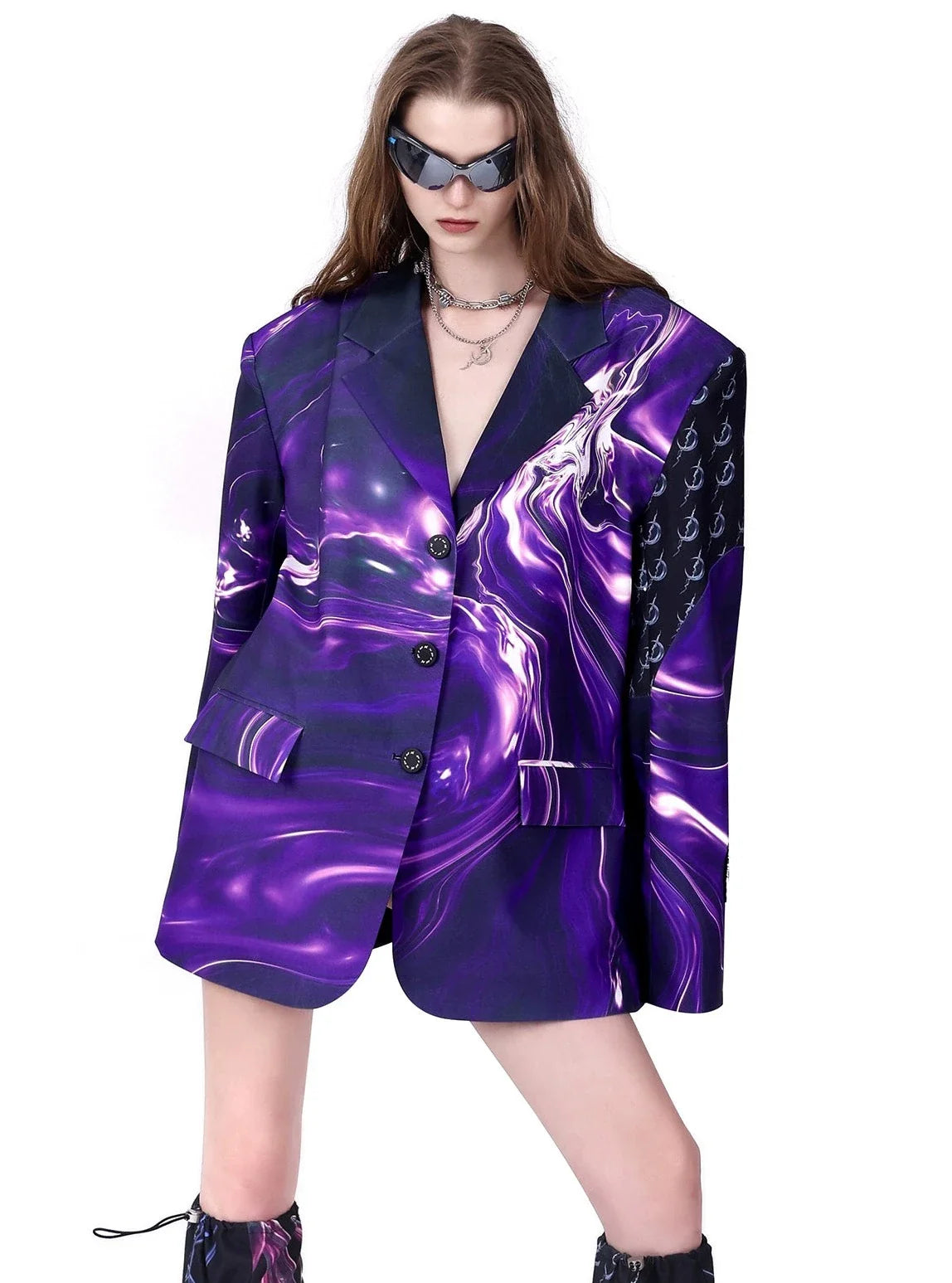 PINKSPINK Cosmic Swirl Oversized Blazer - Purple