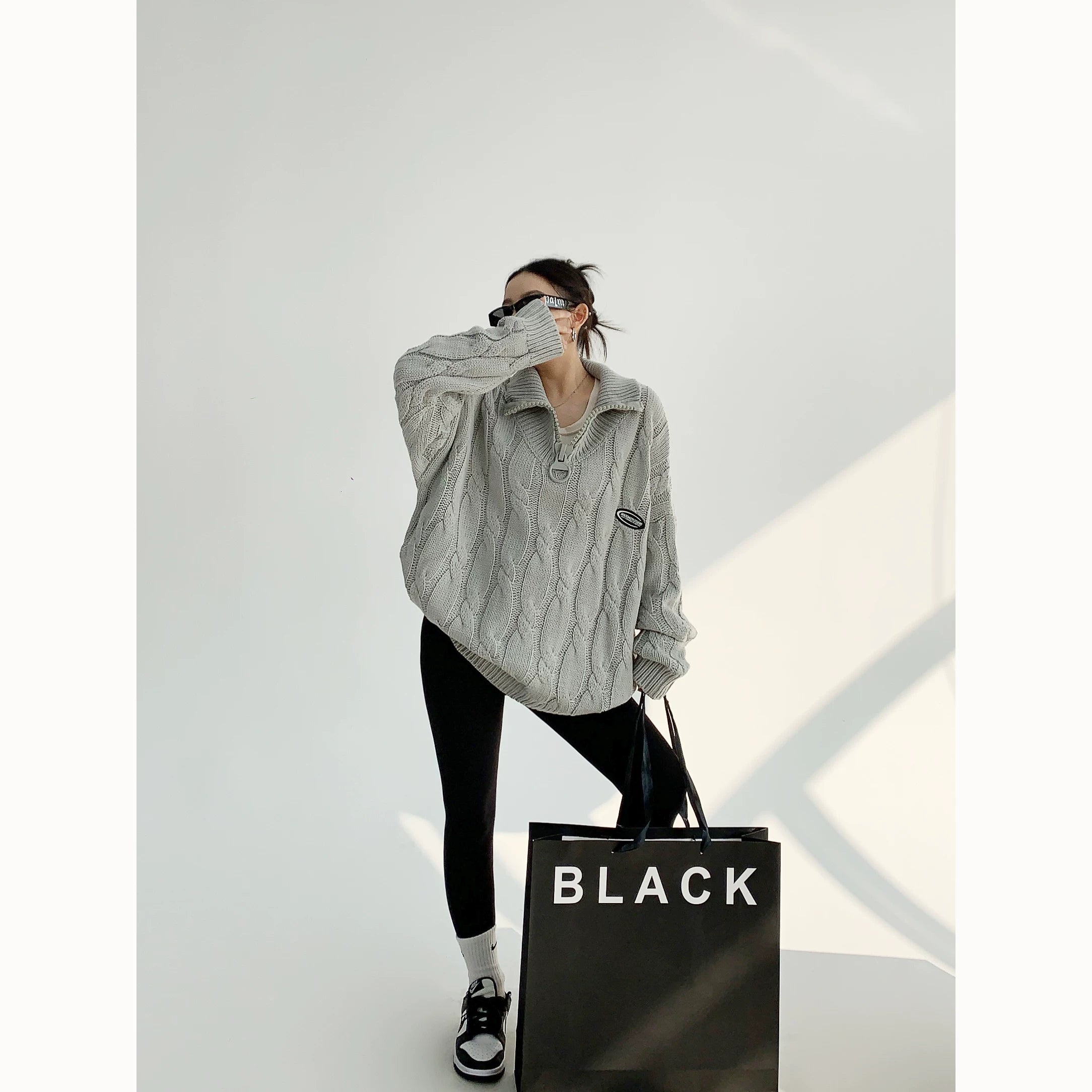 Frost Cable Zip Knit Sweater