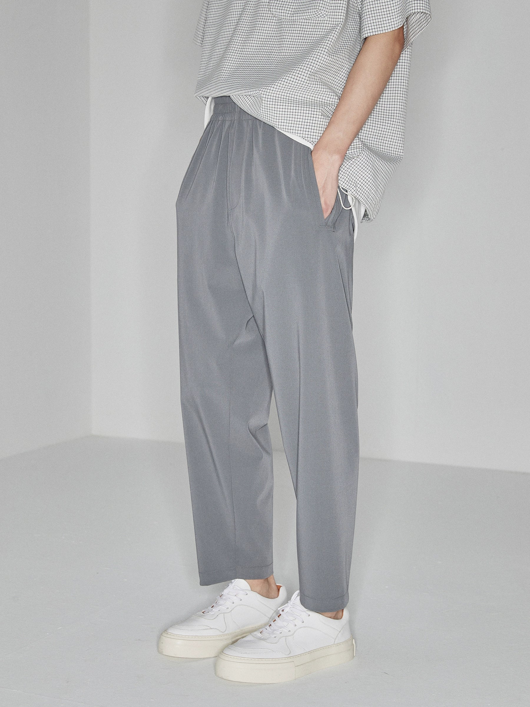 Side Seam-Free Elastic Waist Cropped Pants