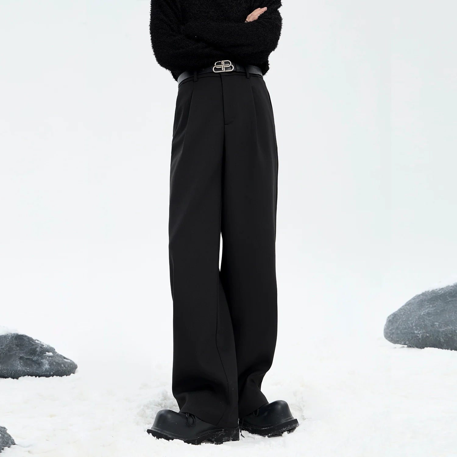 Wide-Leg Straight Trousers