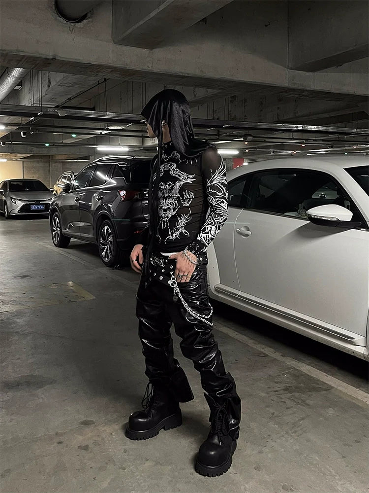 Gothic Flame Mesh Top