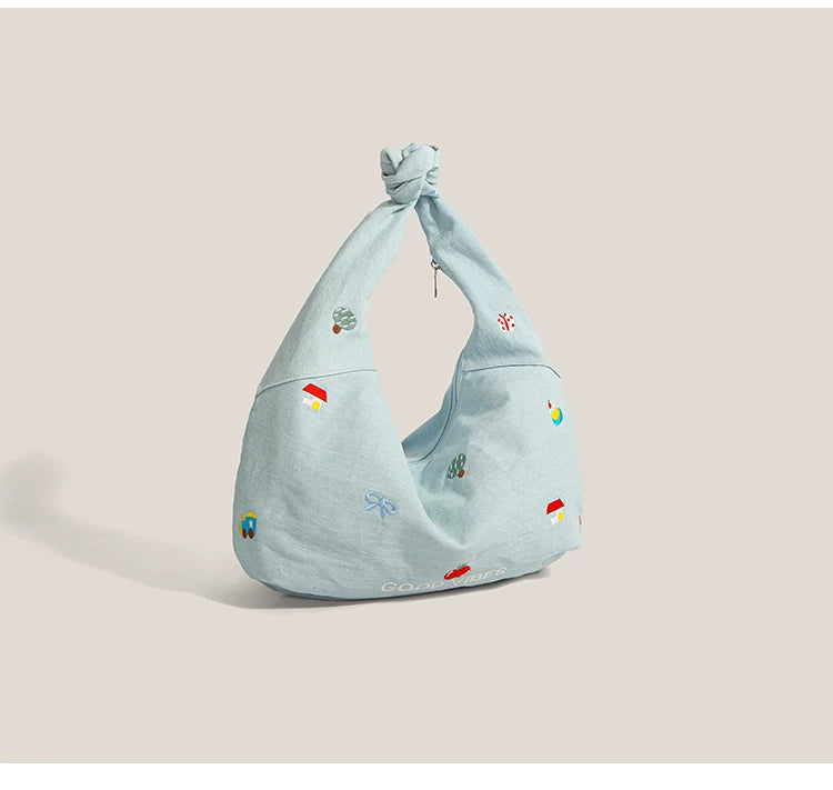 Good Vibes Embroidered Hobo