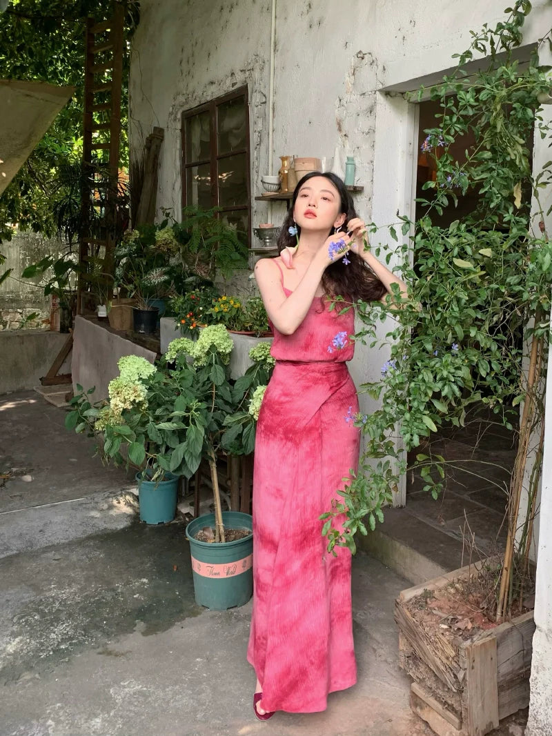 Tie-Dye Spaghetti Strap Maxi Dress