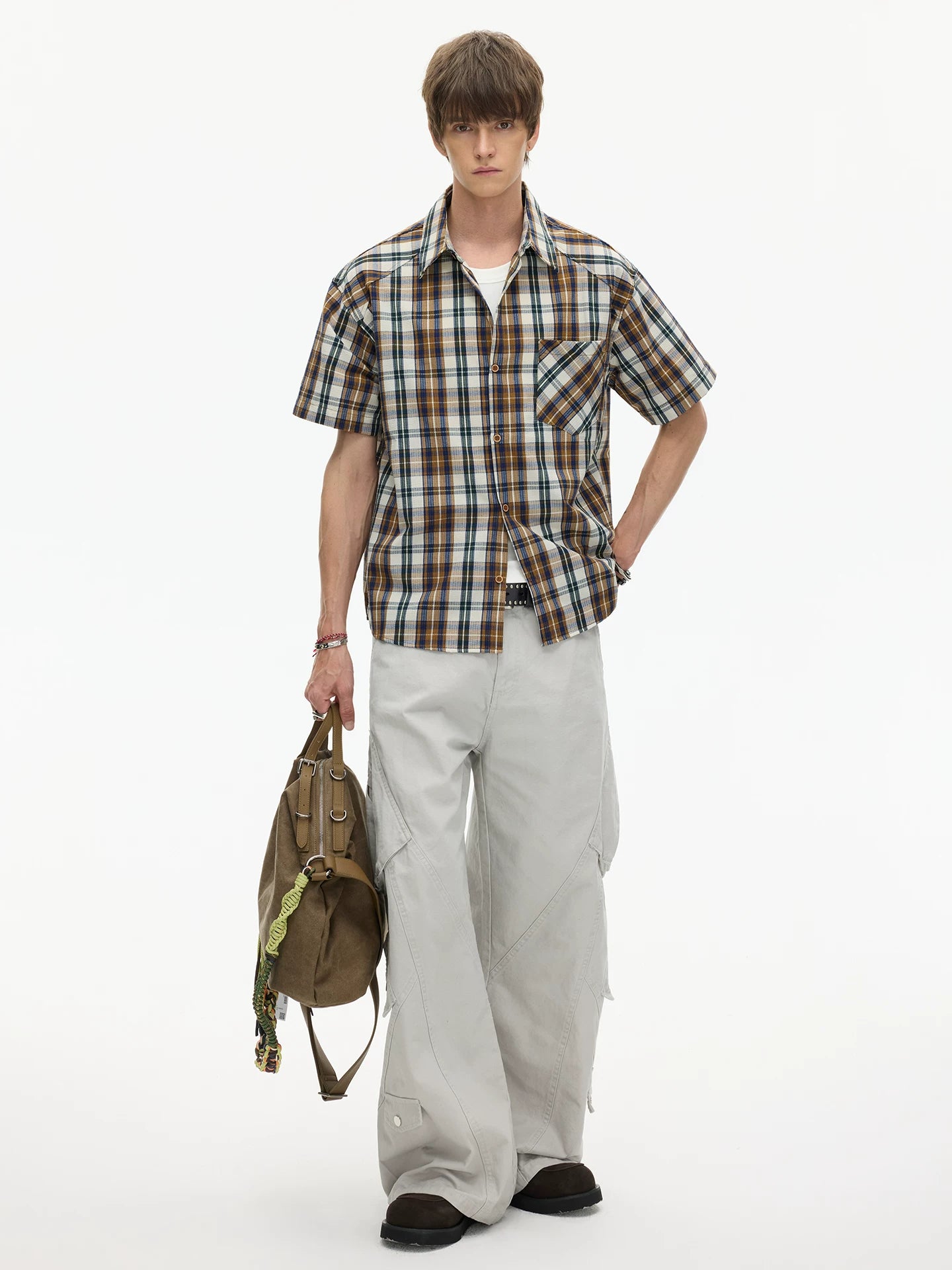 Rust Check Boxy Plaid Shirt