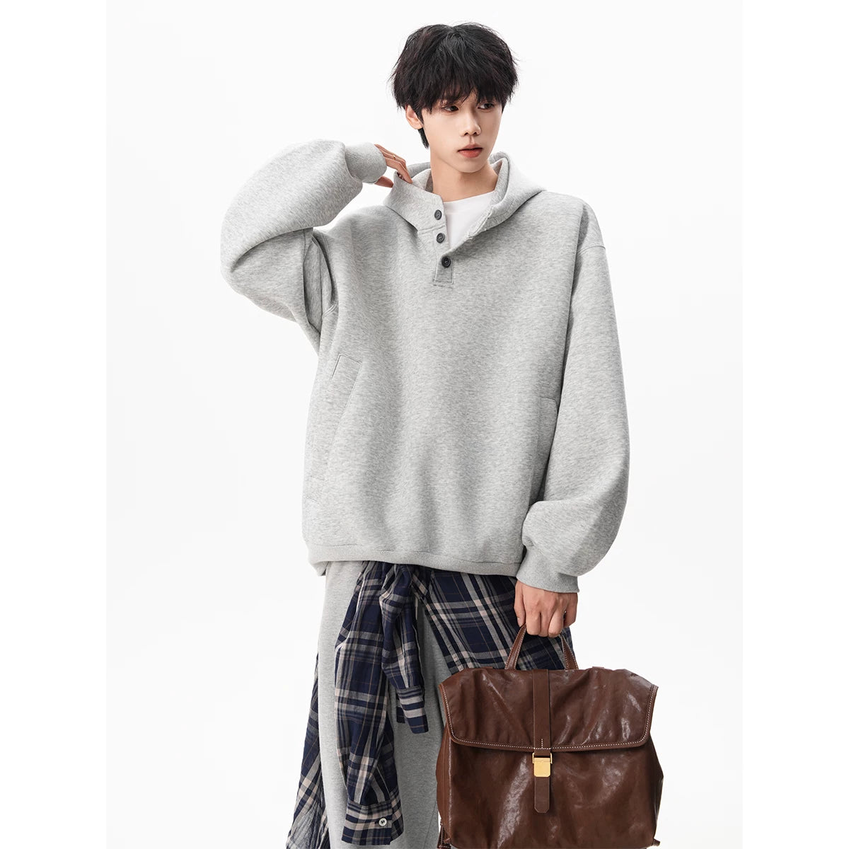 Flannel Trail Henley Hoodie