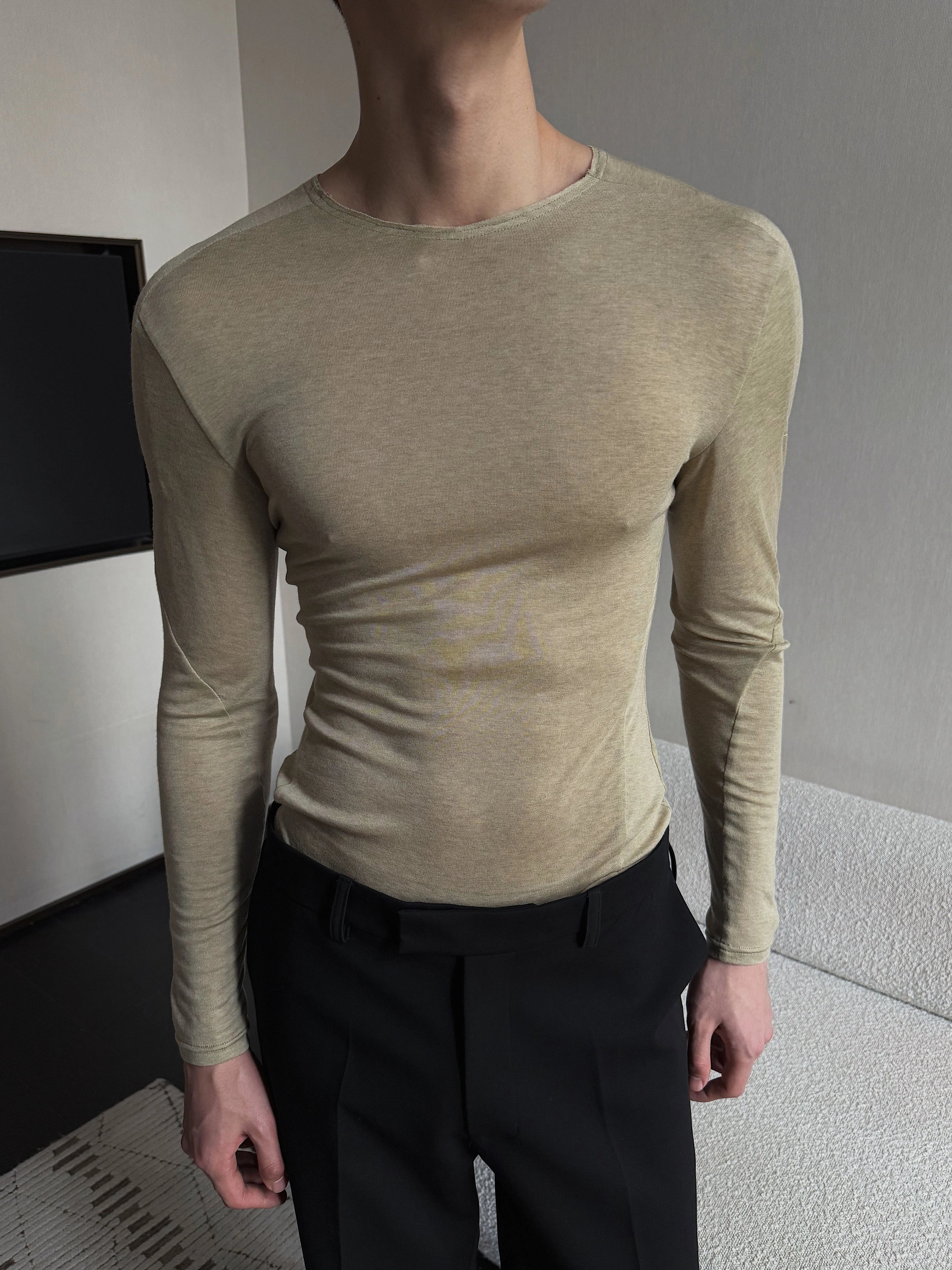 White Slim Fit Long Sleeve V-Neck