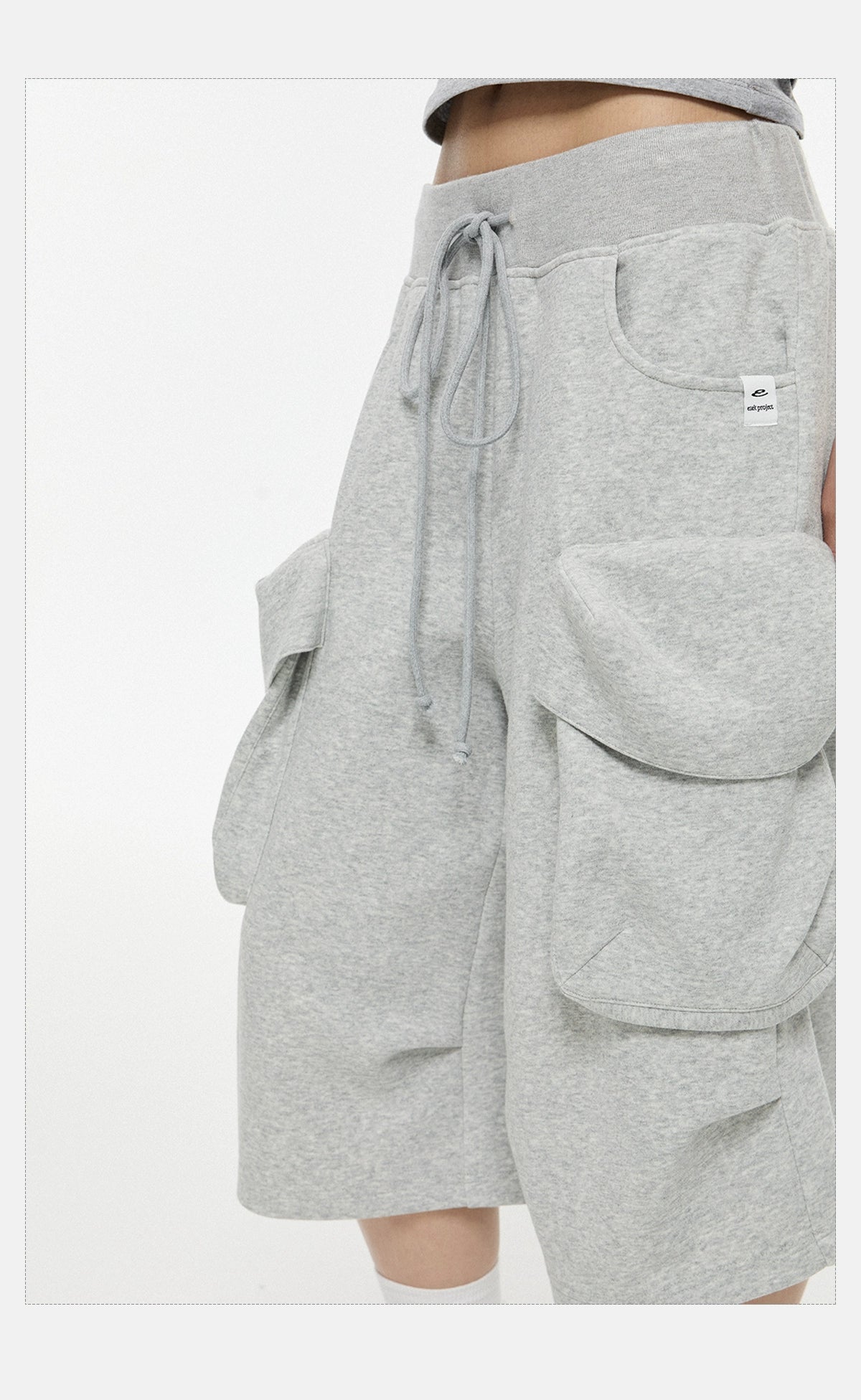 Loose Fit Drawstring Cargo Bermuda Length Shorts