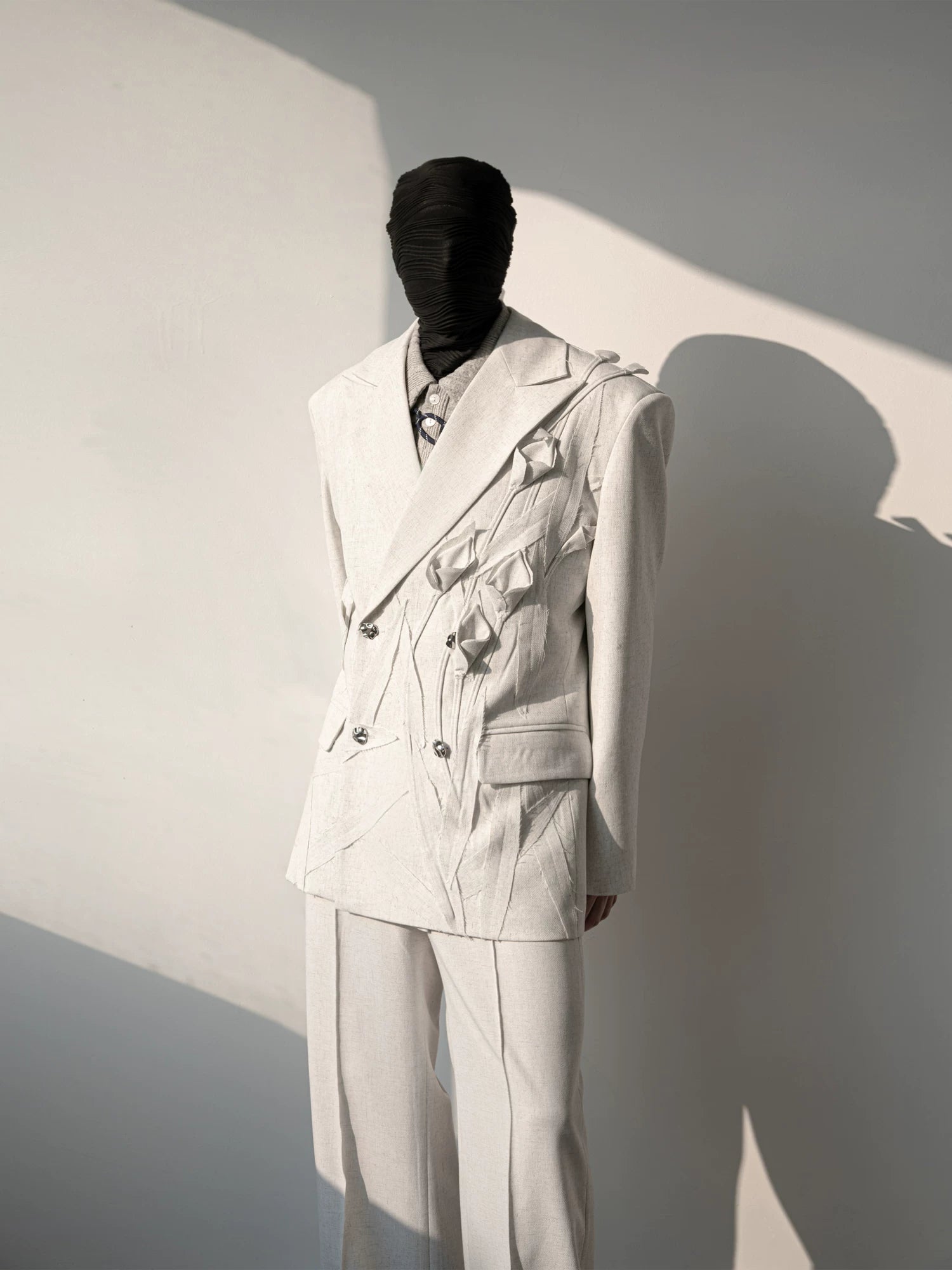 Ivory Bloom Sculpted Linen Blazer