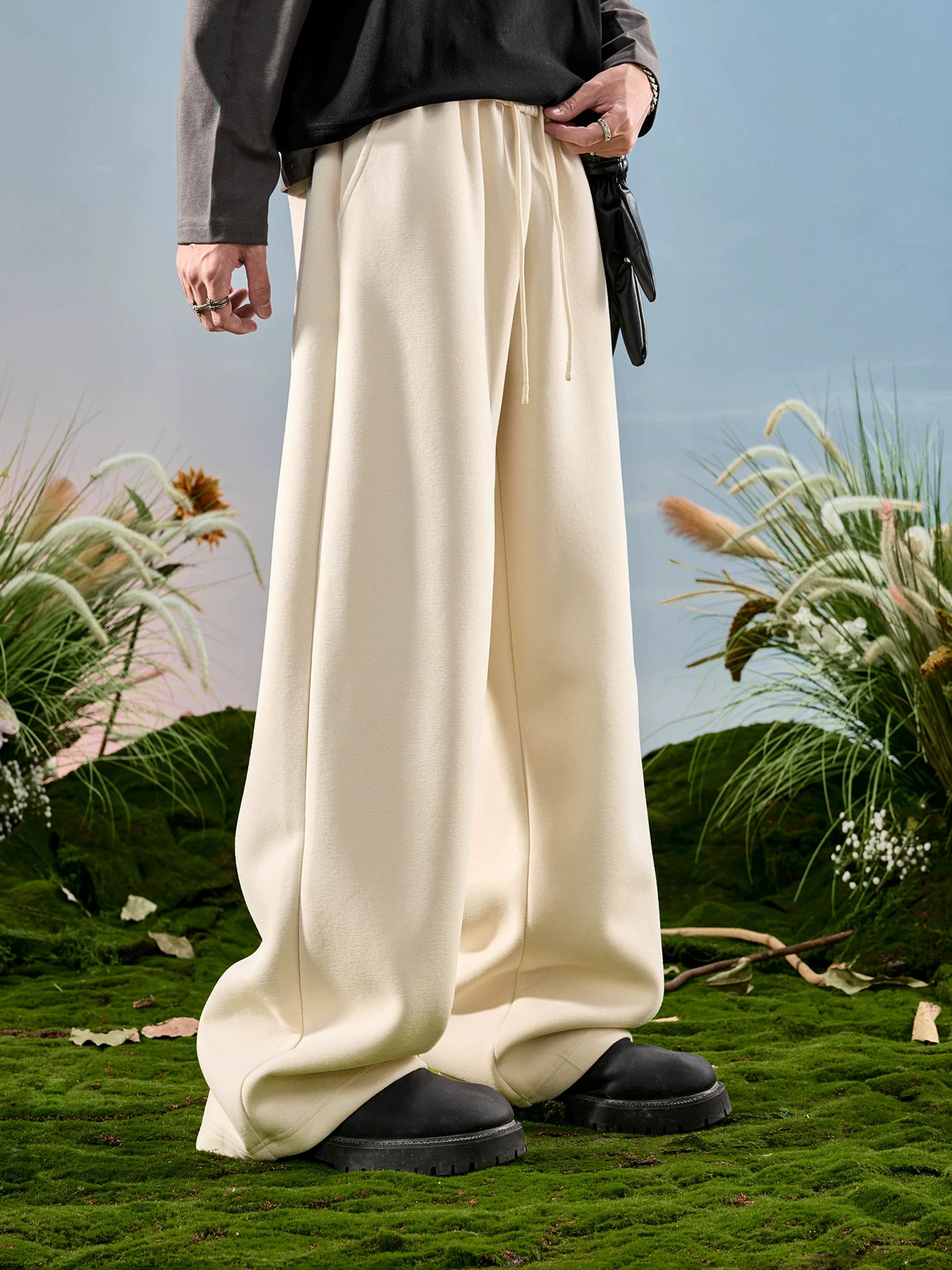 American Drawstring Relaxed Wide-Leg Sweatpants