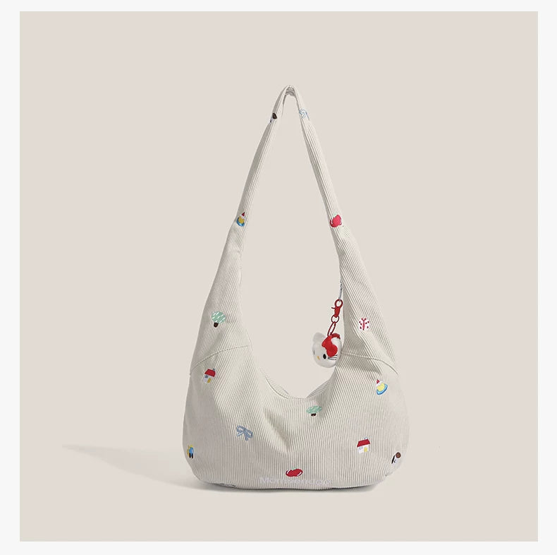 Charm Corduroy Hobo Bag