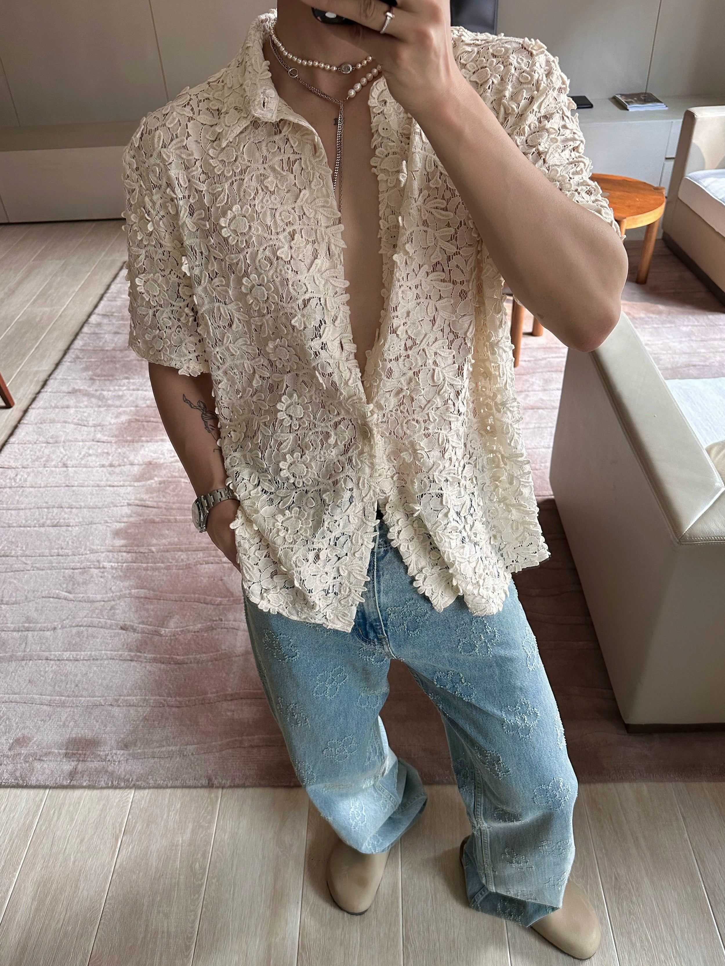 Light Blue Floral Jeans